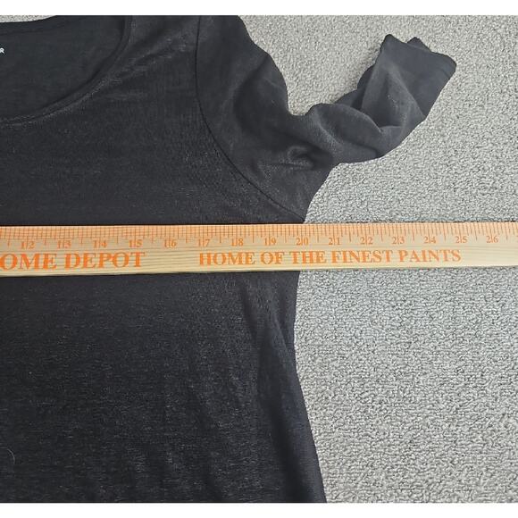 Eileen Fisher Dress Women’s Med Black Linen A-Line Swing Elbow Sleeve Minimalist - Picture 6 of 7